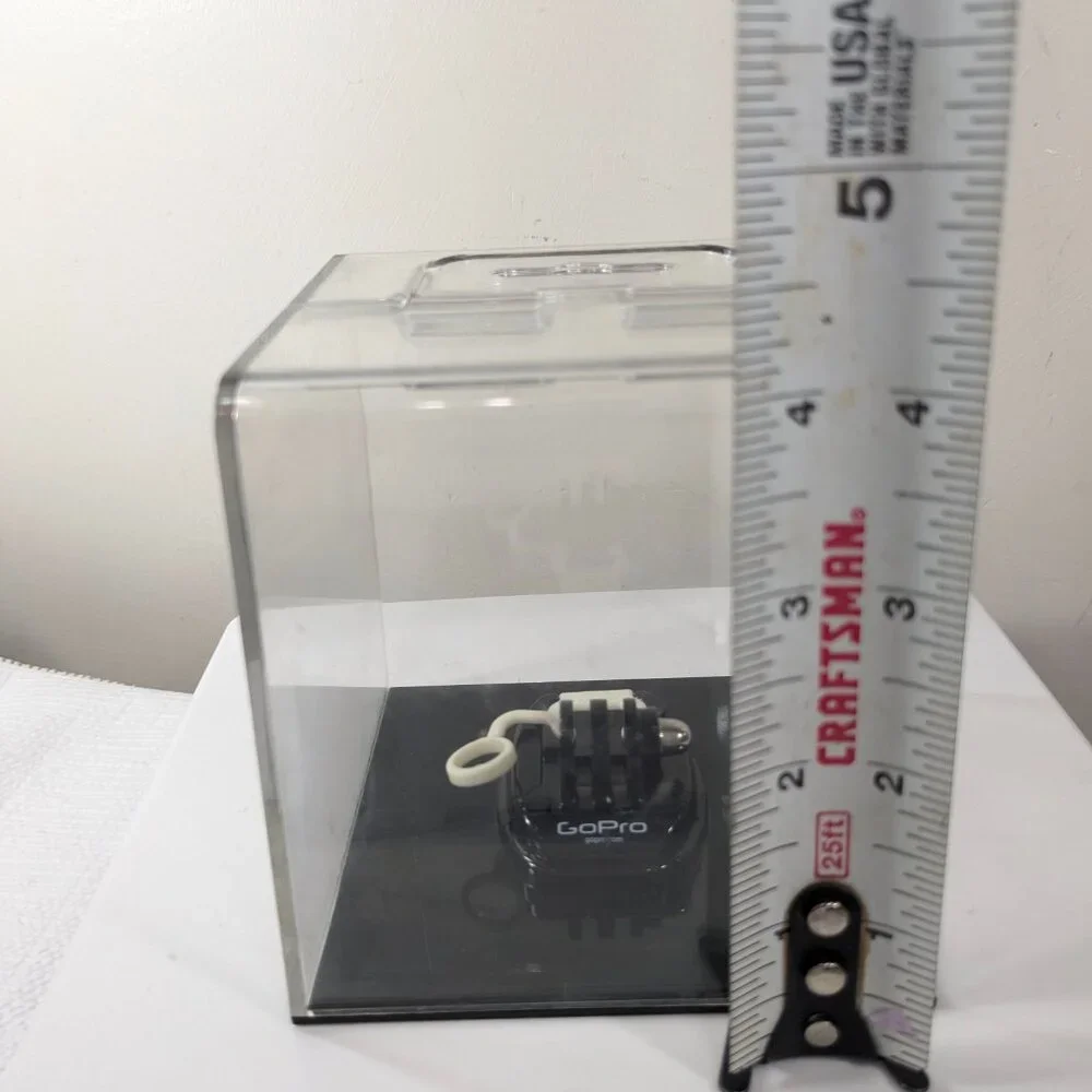 GoPro clear plastic‎ case box cube display retail container black base acrylic - Picture 7 of 11